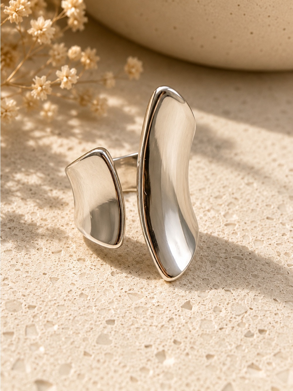 Silver Sculptural Open Ring – Contemporary Women's Jewelry